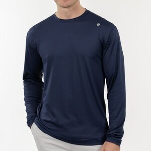 Rhoback Mens Blitz Tech Navy Long Sleeve Performance Tee Shirt Size Large
